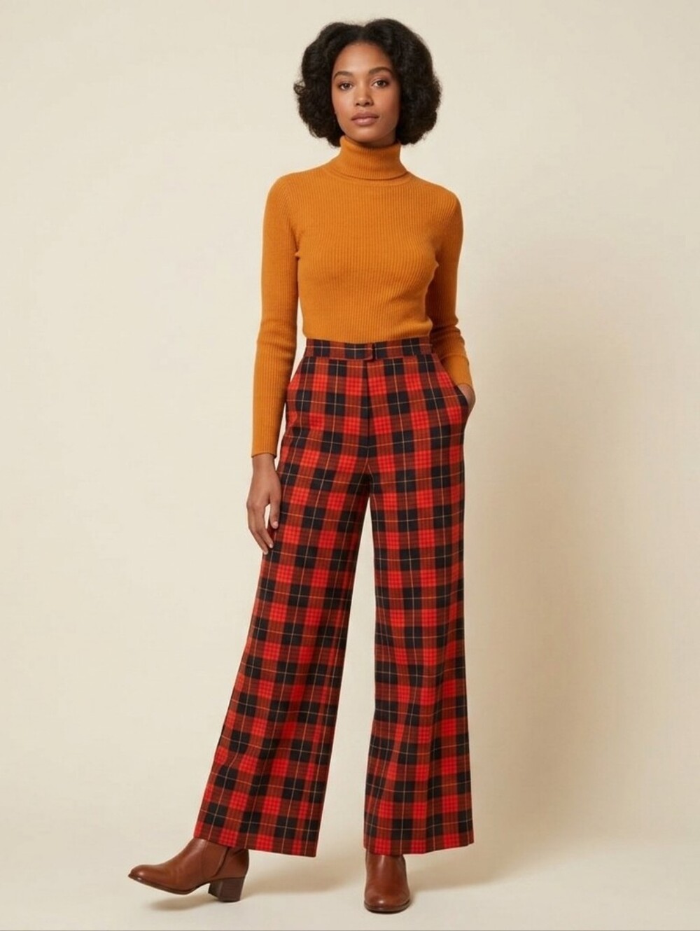 Vintage Young Pendleton Tartan Plaid Wool Trousers 11-13 NEW